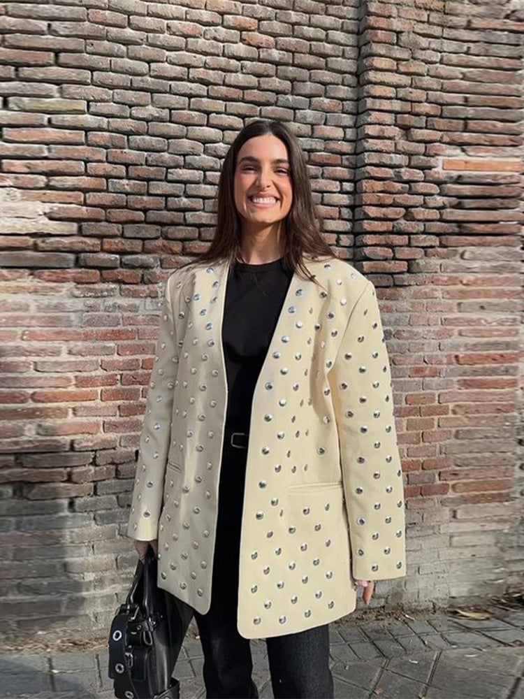 Damernas oversized blazer med lyxiga applikationer Mirla-Eva Jonsson