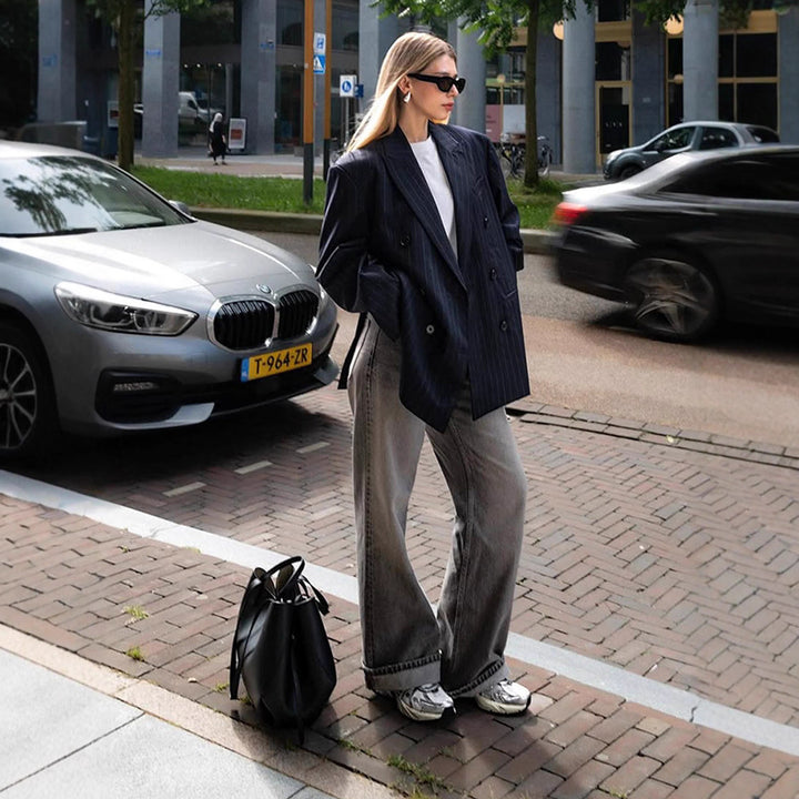 Damernas oversized blazerjacka med figursydd passform och fina nålstreck Eva Jonsson-Eva Jonsson
