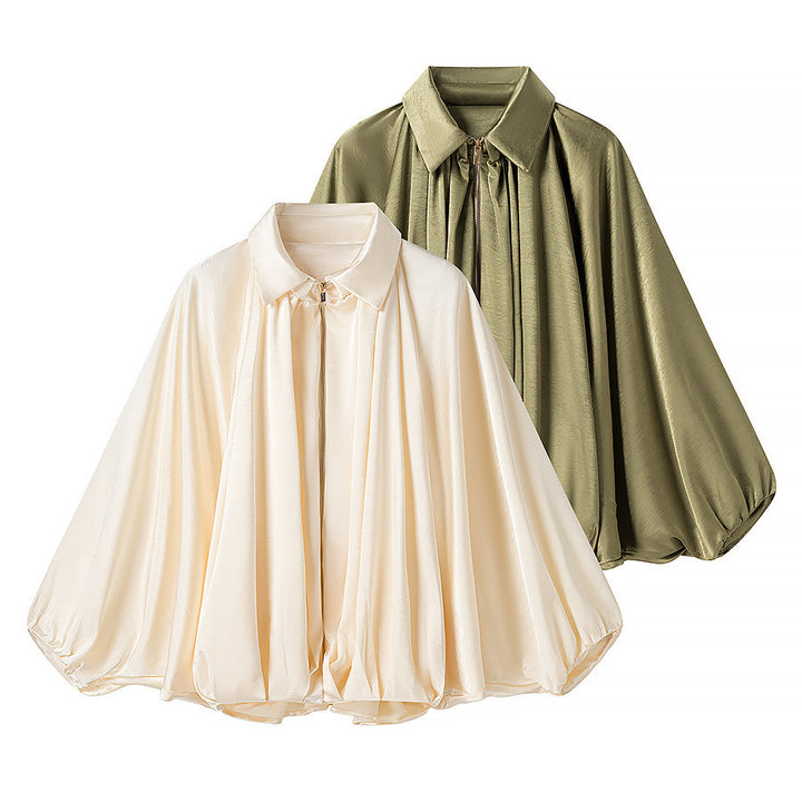 Damernas oversized blusenskjorta med elegant draperingsdesign Mirla-Eva Jonsson