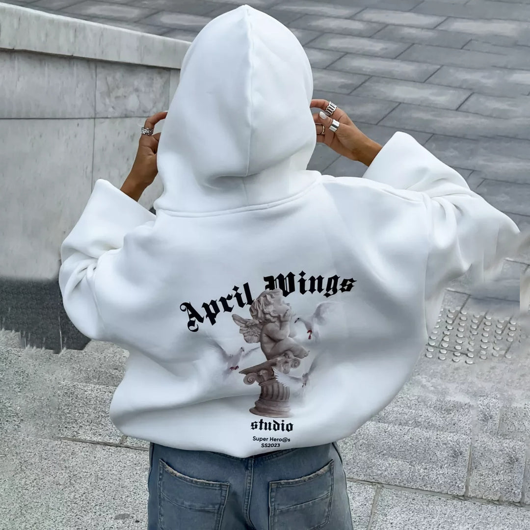 Damernas oversized hoodie med unik grafisk tryck Mirla-Eva Jonsson