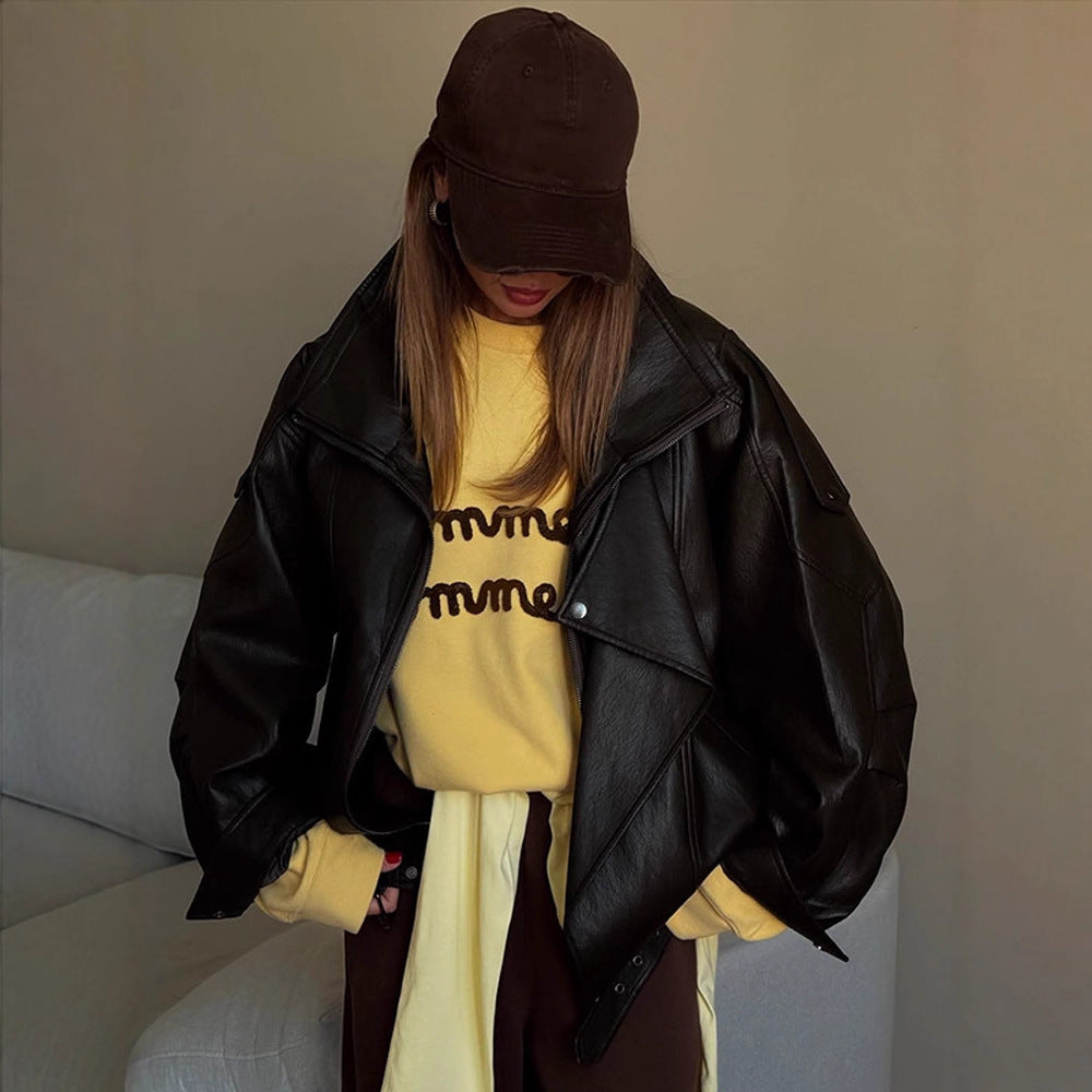 Damernas oversized läderjacka Mirla-Eva Jonsson