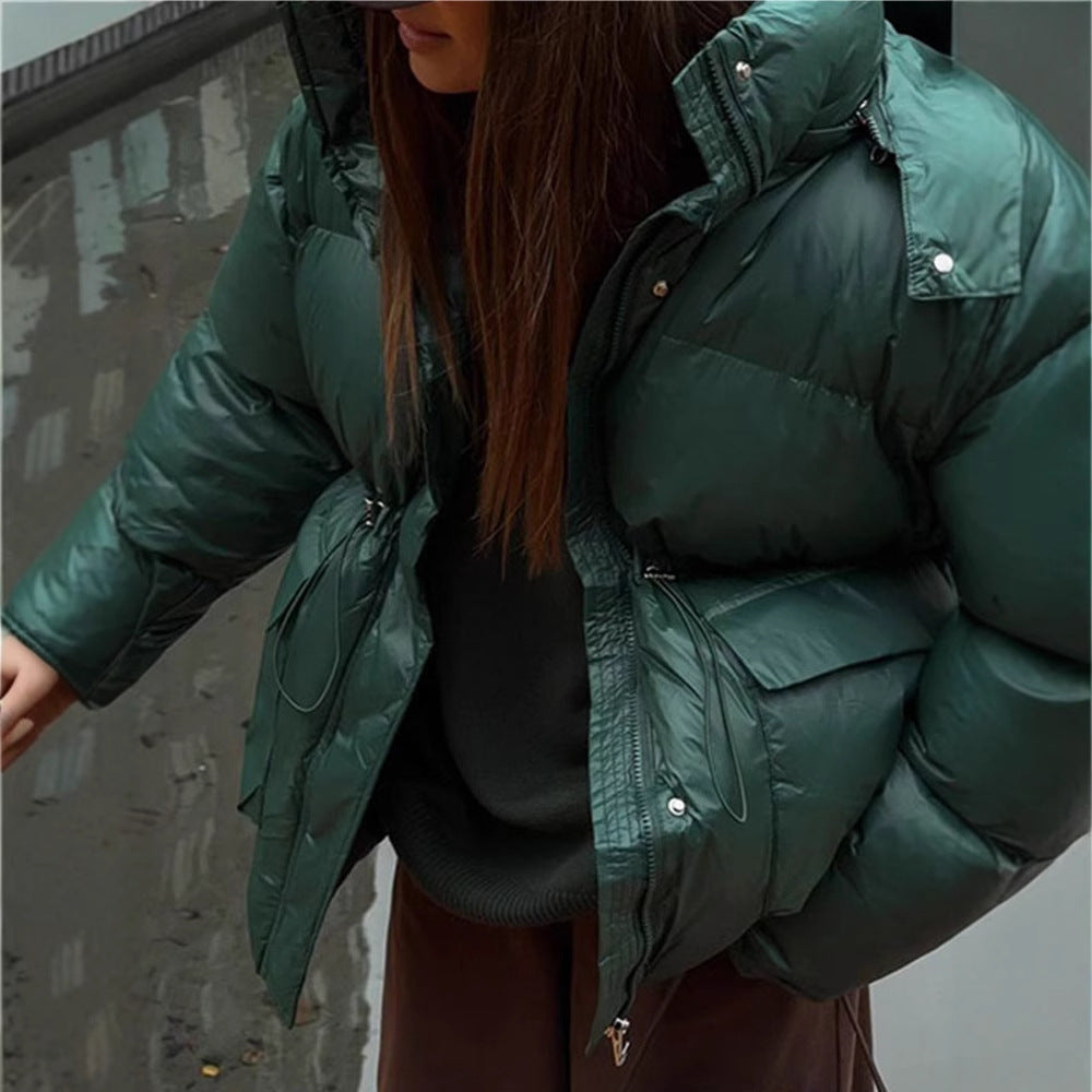 Damernas oversized quiltad jacka med hög krage och fickor Mirla-Eva Jonsson