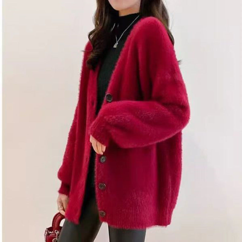 Damernas oversized stickad cardigan med knapppdetaljer Mirla-Eva Jonsson