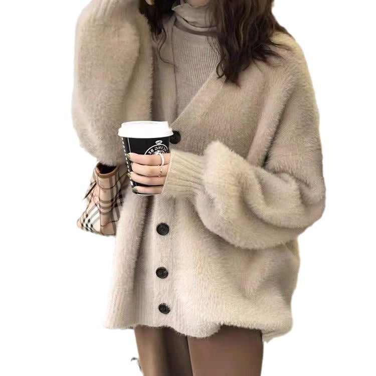 Damernas oversized stickad cardigan med knapppdetaljer Mirla-Eva Jonsson