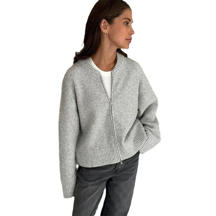 Damernas oversized stickad jacka med dragkedja Mirla-Eva Jonsson