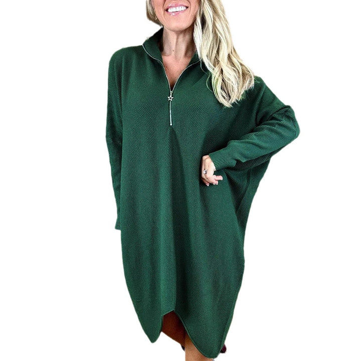 Damernas oversized stickad klänning med dragkedja Mirla-Eva Jonsson