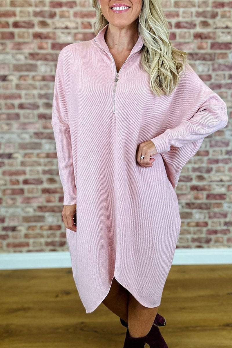 Damernas oversized stickad klänning med dragkedja Mirla-Eva Jonsson