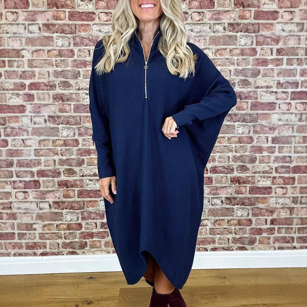 Damernas oversized stickad klänning med dragkedja Mirla-Eva Jonsson