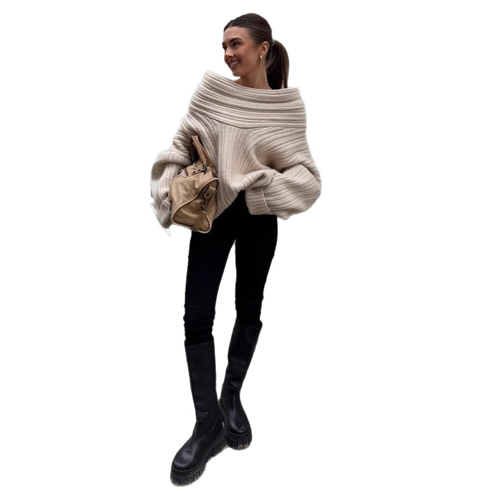 Damernas oversized stickad tröja med avslappnad passform och voluminösa ärmar Mirla-Eva Jonsson