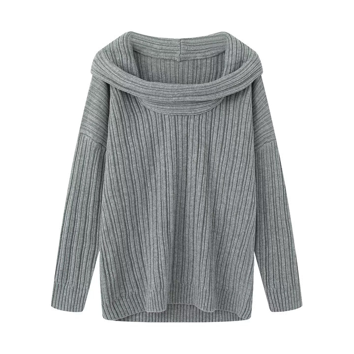 Damernas oversized stickad tröja med elegant sjalkrage Eva Jonsson-Eva Jonsson
