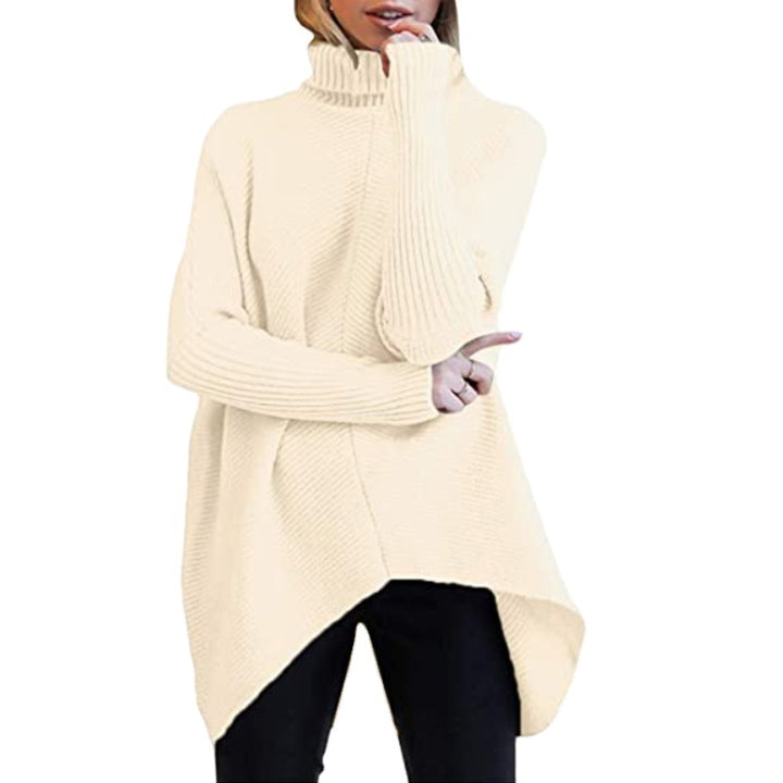 Damernas oversized stickad tröja med hög krage och strukturerad design Mirla-Eva Jonsson