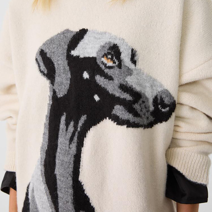 Damernas oversized stickad tröja med kreativt djurmotiv Mirla-Eva Jonsson