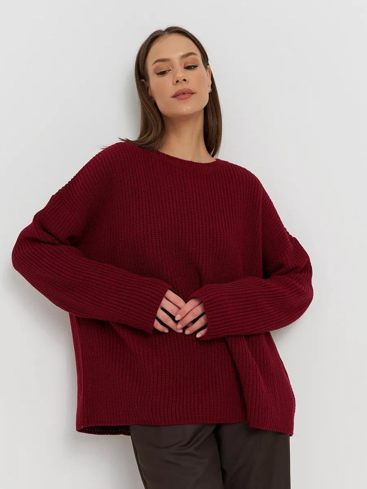 Damernas oversized stickad tröja med lös passform och struktur Eva Jonsson-Eva Jonsson