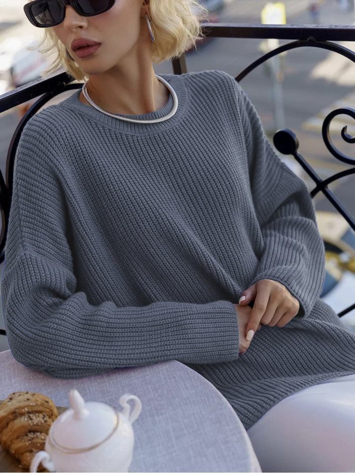 Damernas oversized stickad tröja med lös passform och struktur Eva Jonsson-Eva Jonsson