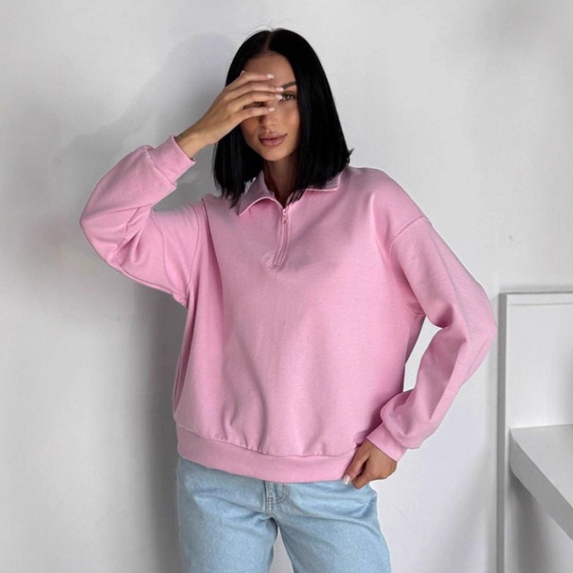 Damernas oversized sweatshirt med halv dragkedja och elastisk nederkant Mirla-Eva Jonsson