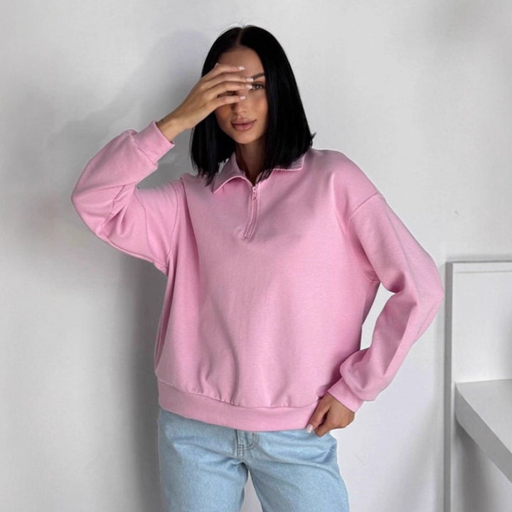 Damernas oversized sweatshirt med halv dragkedja och elastisk nederkant Mirla-Eva Jonsson