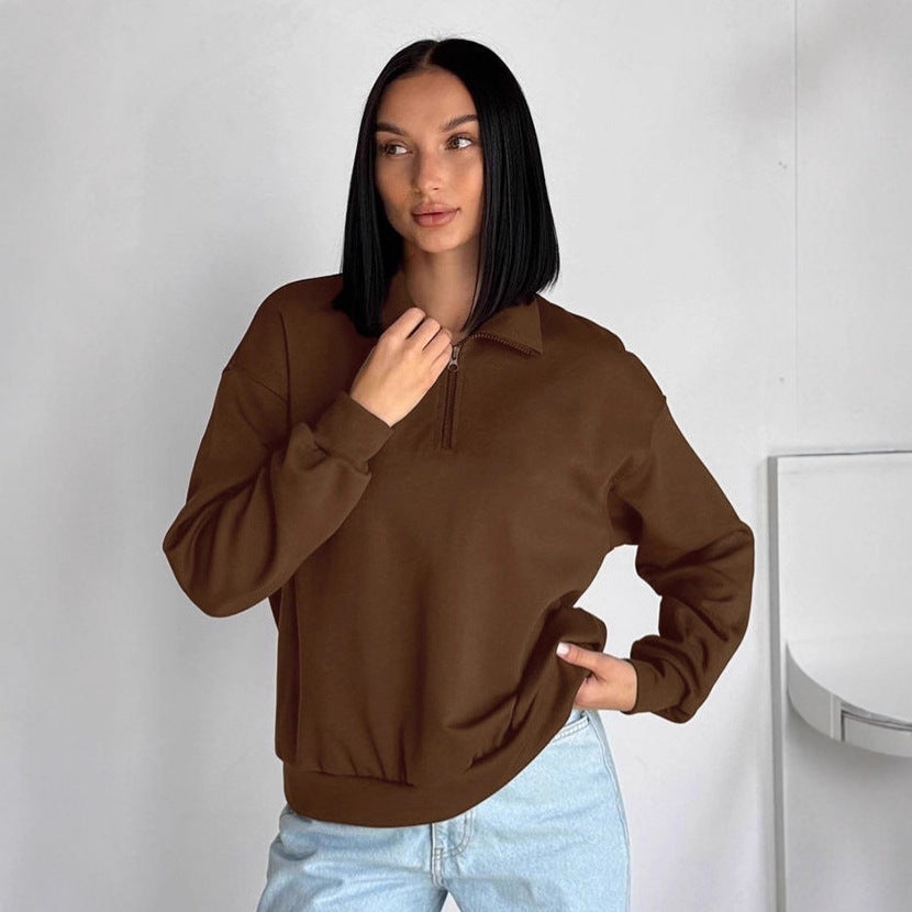 Damernas oversized sweatshirt med halv dragkedja och elastisk nederkant Mirla-Eva Jonsson