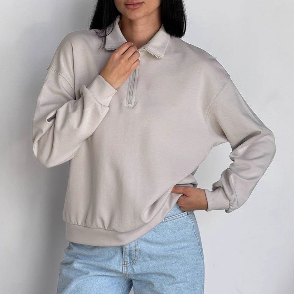 Damernas oversized sweatshirt med halv dragkedja och elastisk nederkant Mirla-Eva Jonsson