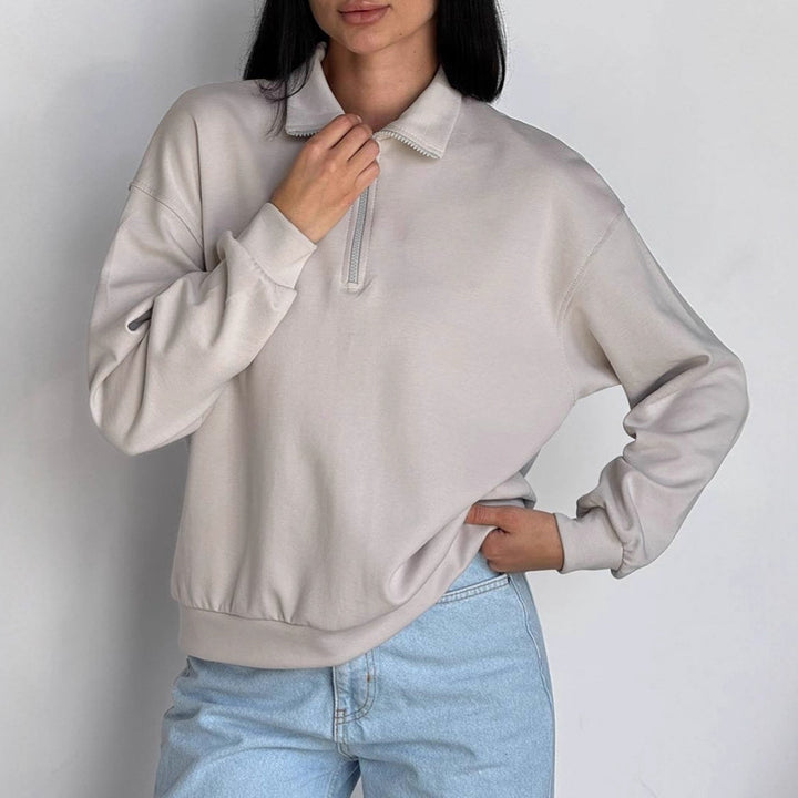 Damernas oversized sweatshirt med halv dragkedja och elastisk nederkant Mirla-Eva Jonsson