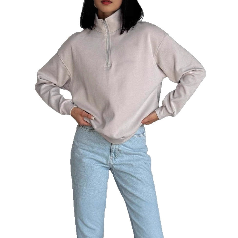 Damernas oversized sweatshirt med halv dragkedja och elastisk nederkant Mirla-Eva Jonsson