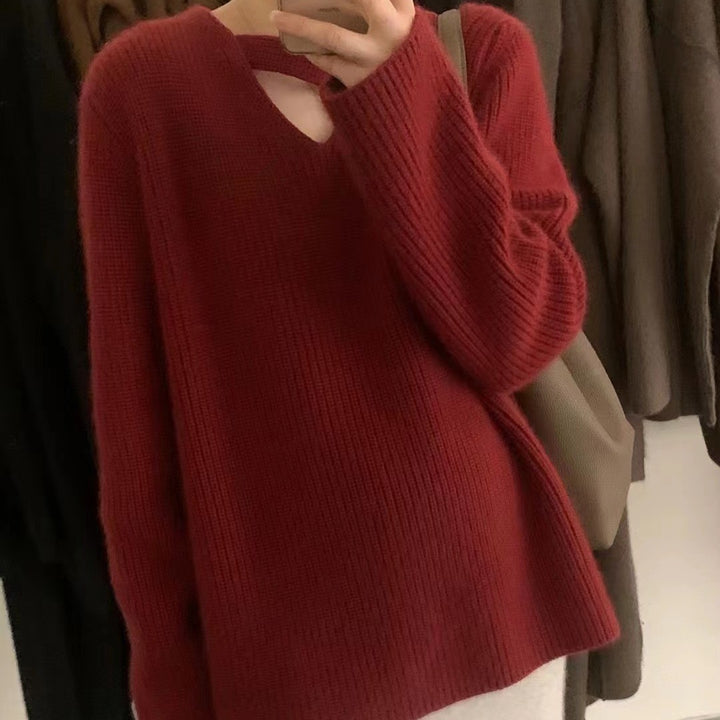 Damernas oversized tröja med modern U-ringning Mirla-Eva Jonsson