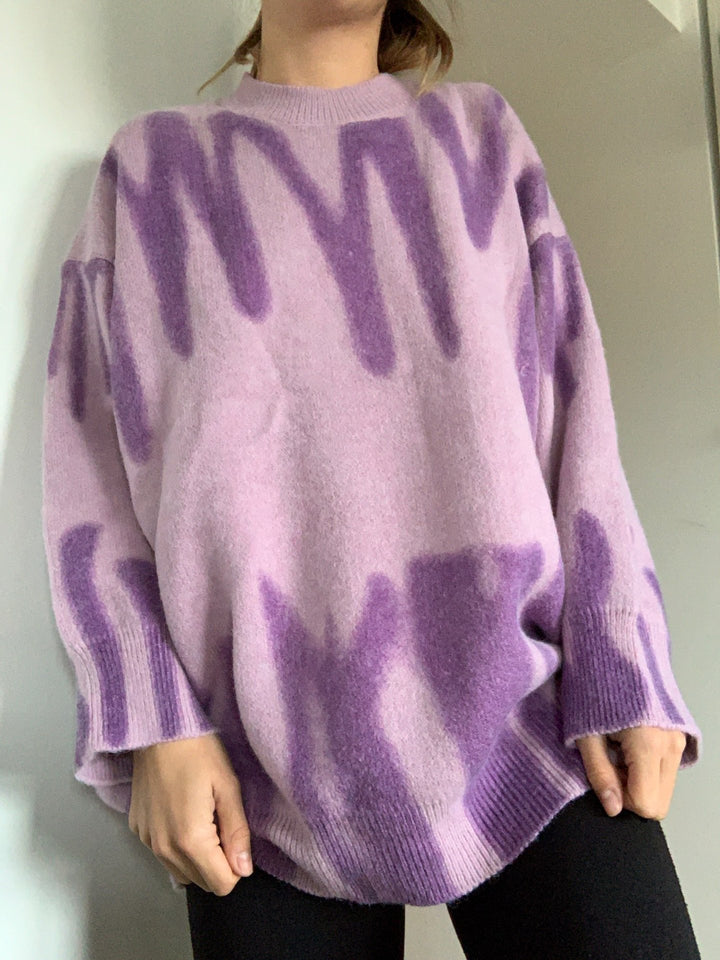 Damernas oversized tröja med modern färgmönsterblandning och avslappnad passform Eva Jonsson-Eva Jonsson