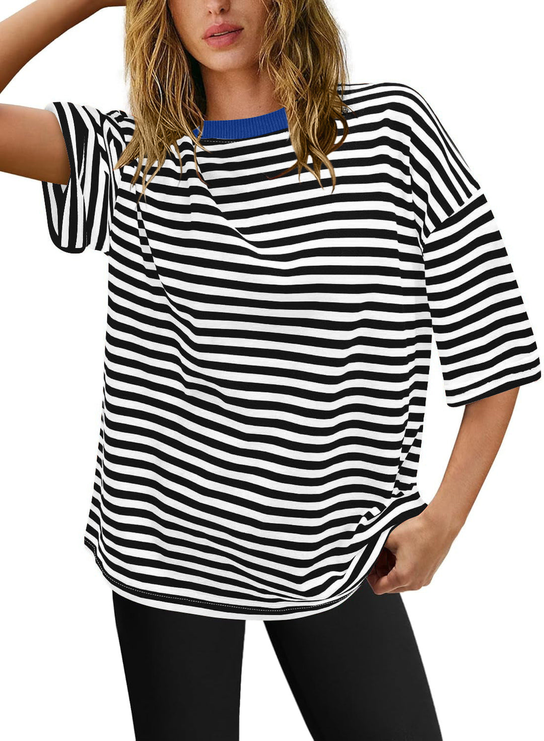 Damernas överstorlekar T-shirt med randigt mönster Mirla-Eva Jonsson