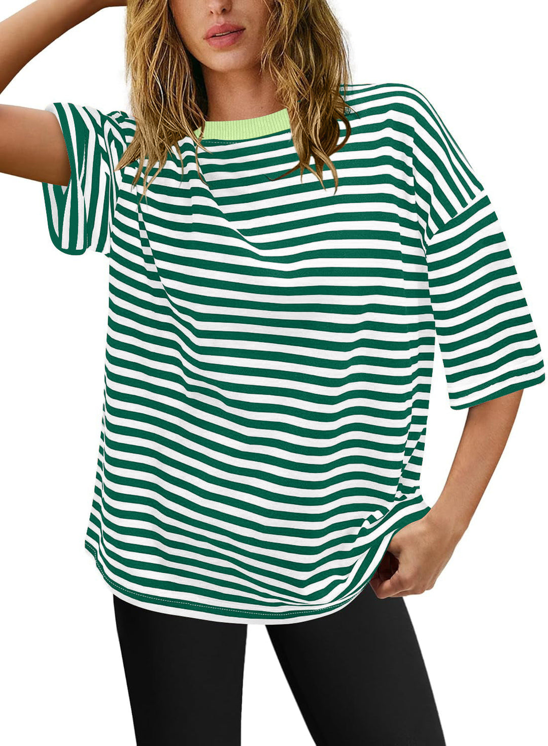 Damernas överstorlekar T-shirt med randigt mönster Mirla-Eva Jonsson