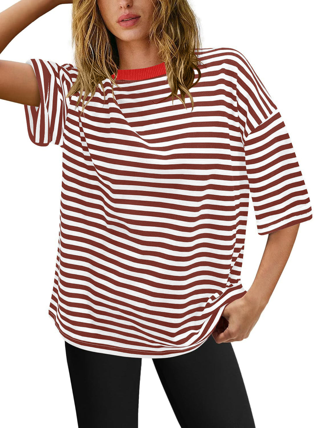Damernas överstorlekar T-shirt med randigt mönster Mirla-Eva Jonsson