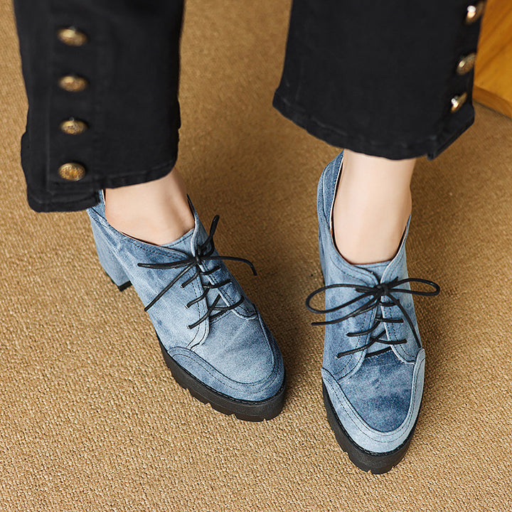 Damernas platå-snörskor med modern denim-design Mirla-Eva Jonsson
