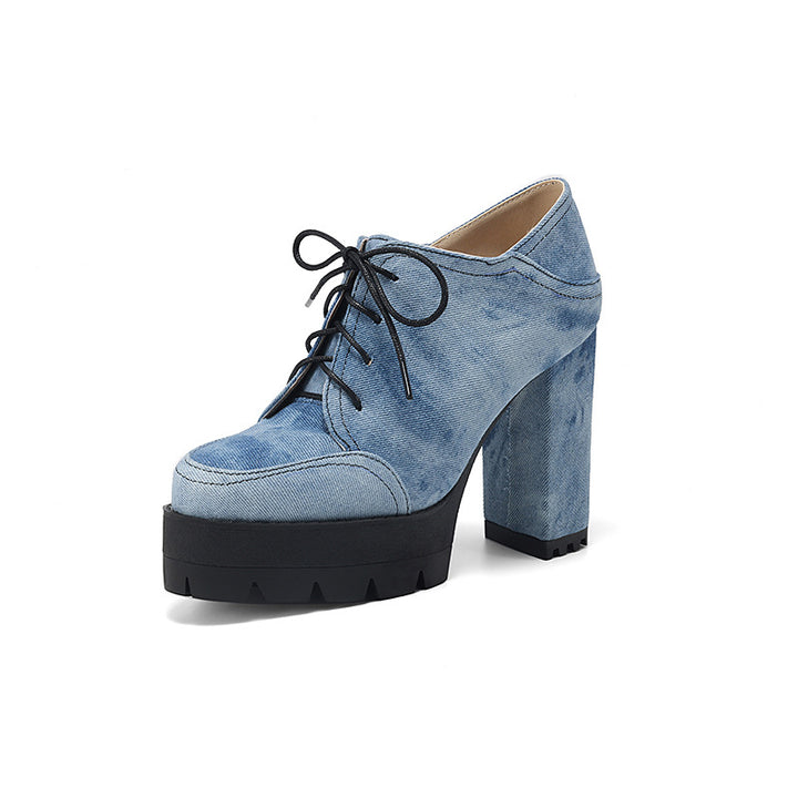 Damernas platå-snörskor med modern denim-design Mirla-Eva Jonsson