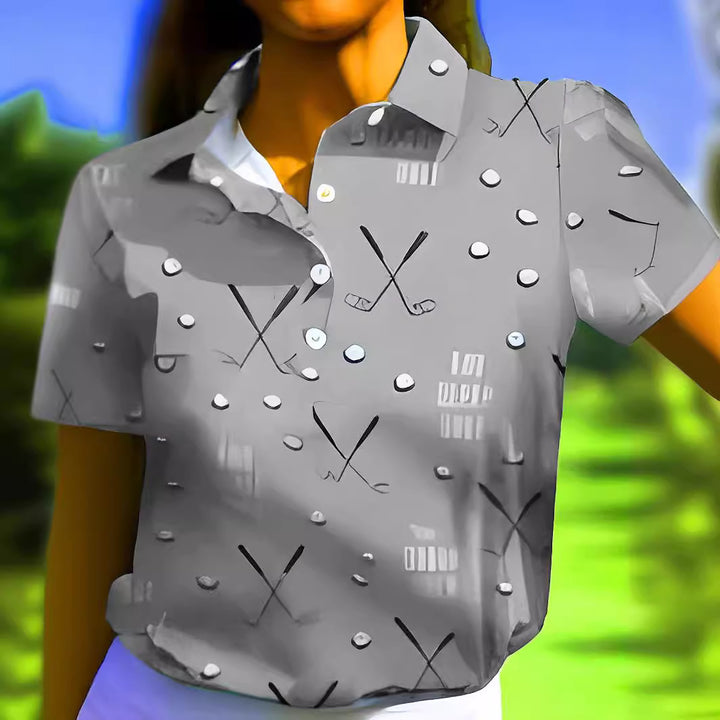 Damernas poloshirt med modernt golfmönster och bekväm passform Mirla-Eva Jonsson