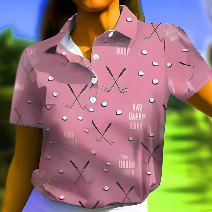 Damernas poloshirt med modernt golfmönster och bekväm passform Mirla-Eva Jonsson