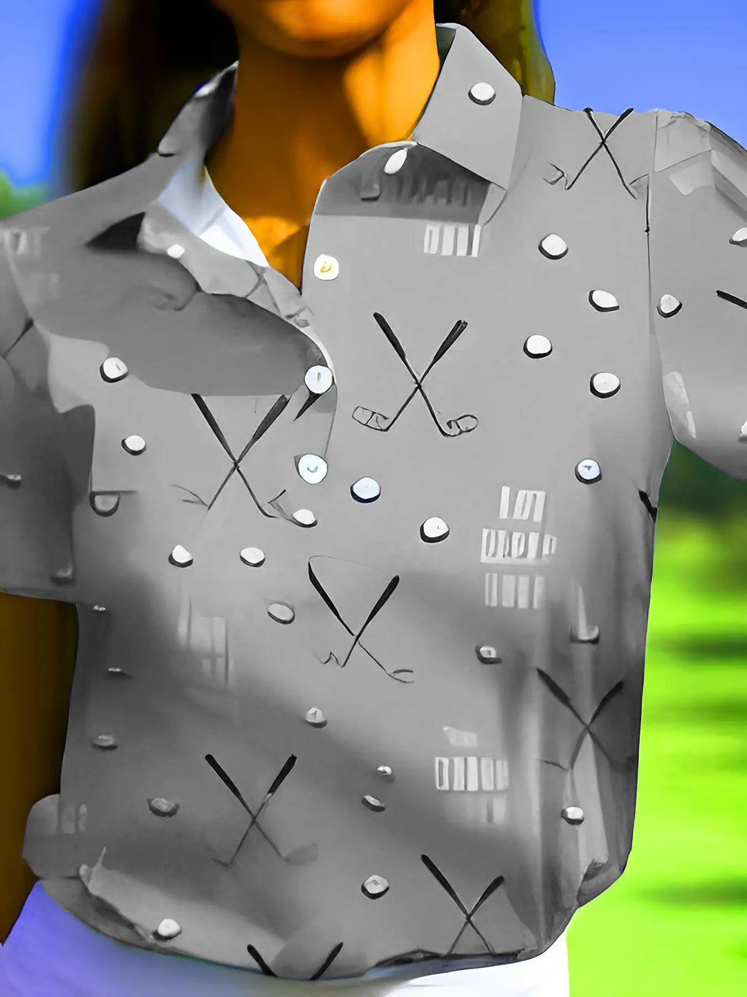 Damernas poloshirt med modernt golfmönster och bekväm passform Mirla-Eva Jonsson