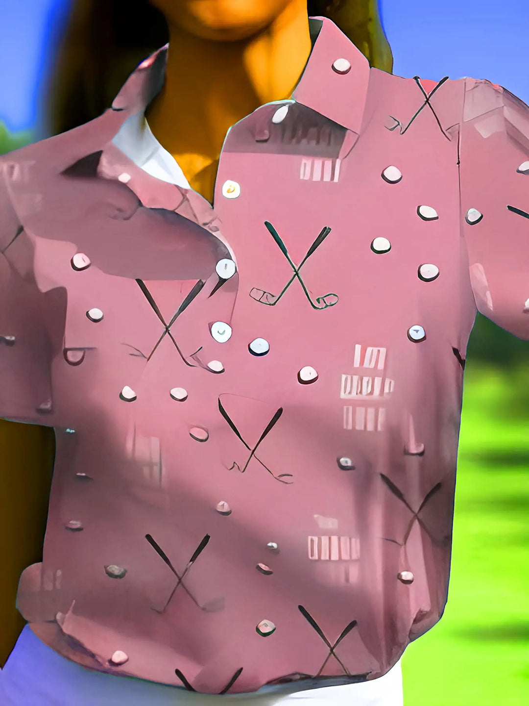 Damernas poloshirt med modernt golfmönster och bekväm passform Mirla-Eva Jonsson