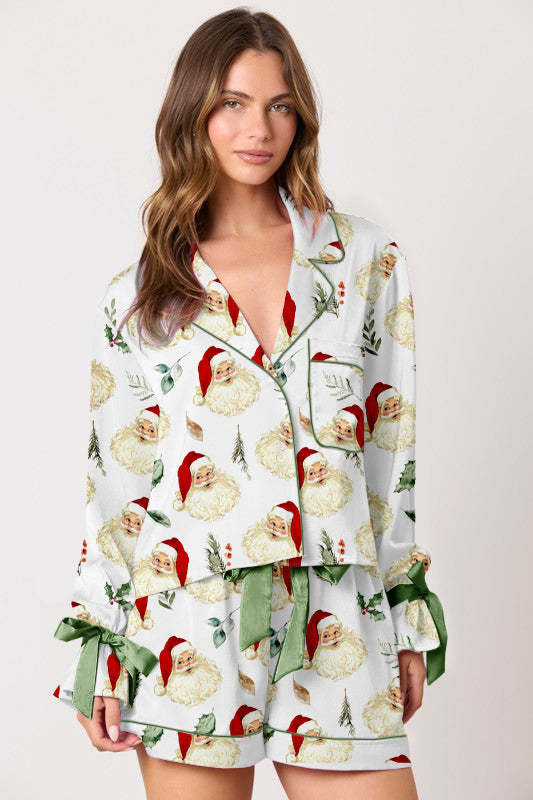 Damernas pyjamas-set med festligt julmotiv och eleganta volangdetaljer Eva Jonsson-Eva Jonsson