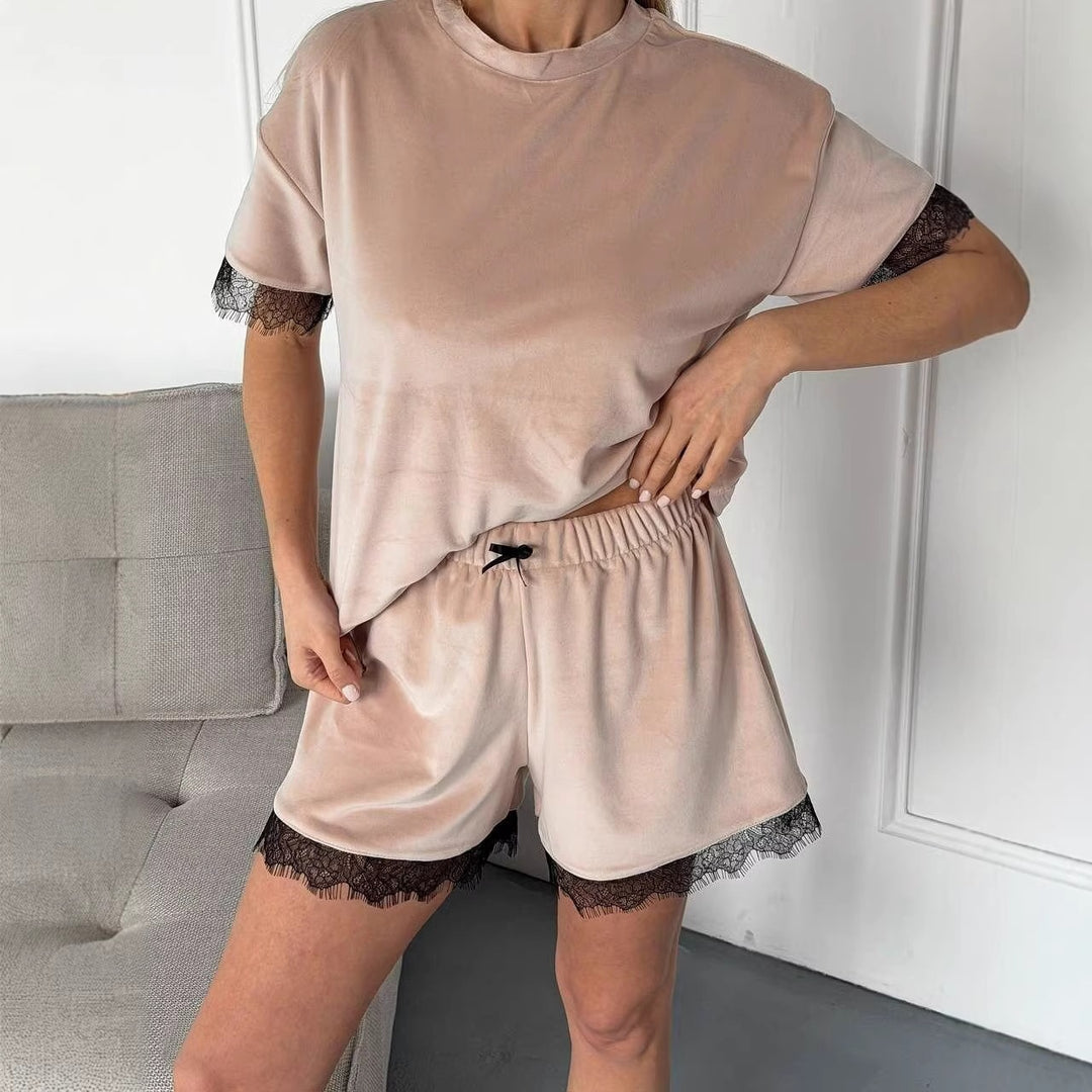 Damernas pyjamas set med spetsdetaljer-Eva Jonsson