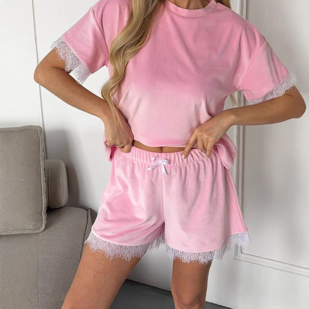 Damernas pyjamas set med spetsdetaljer-Eva Jonsson