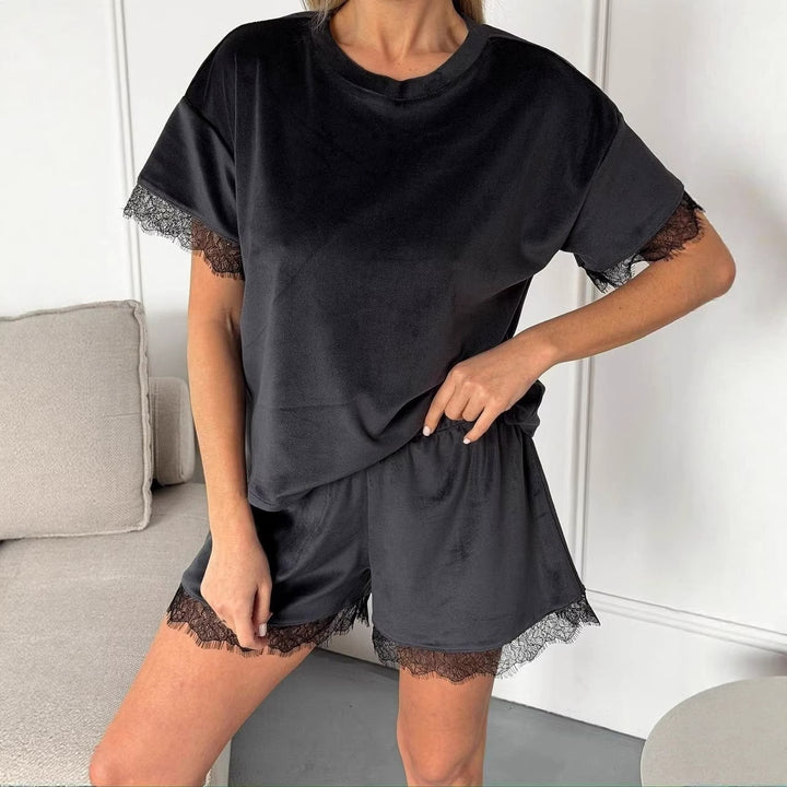 Damernas pyjamas set med spetsdetaljer-Eva Jonsson