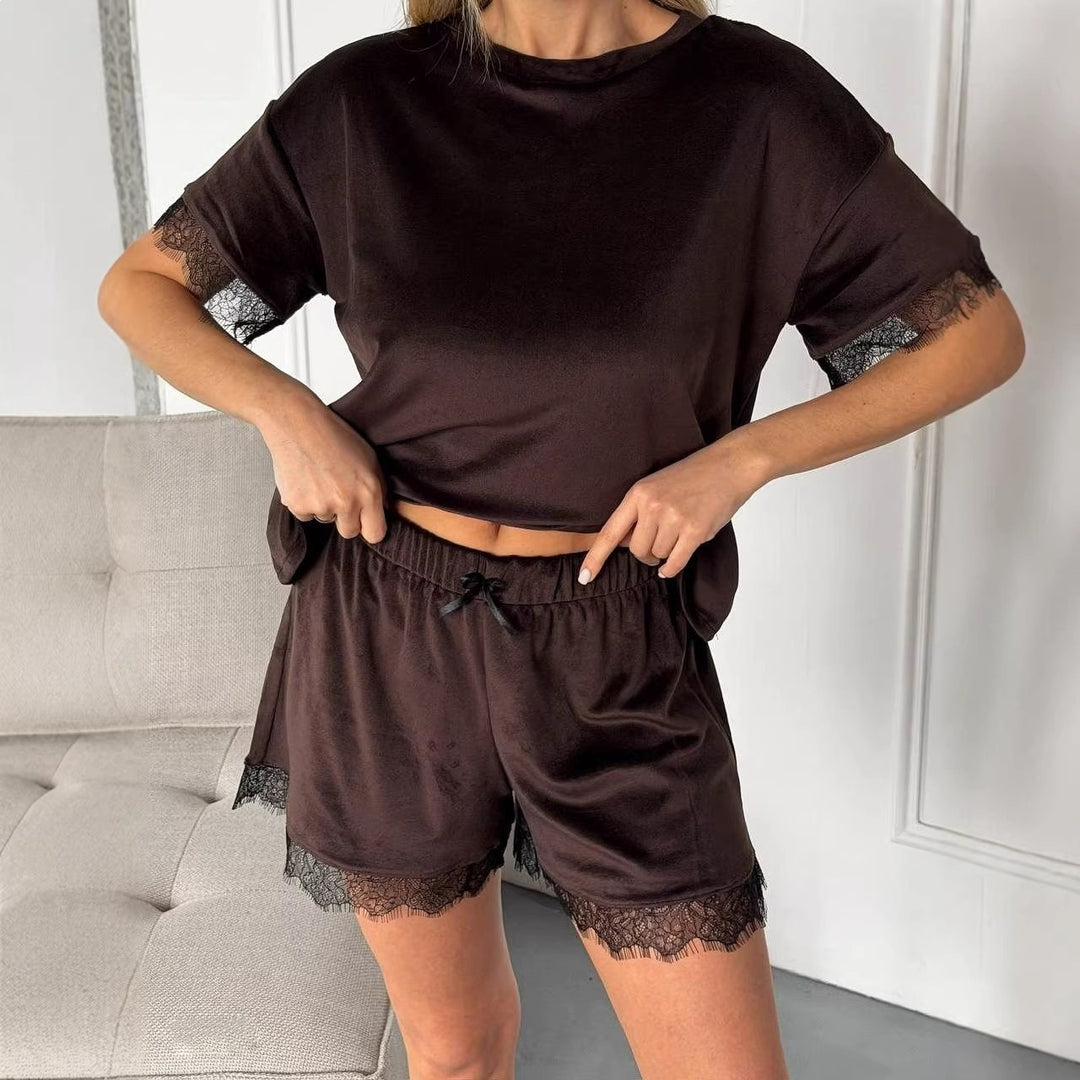 Damernas pyjamas set med spetsdetaljer-Eva Jonsson