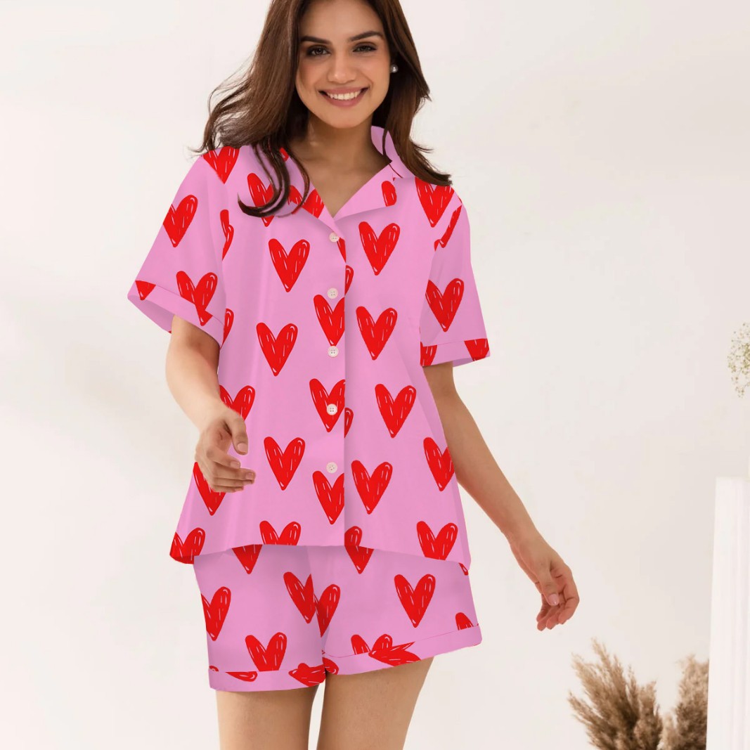 Damernas pyjamasset med hjärtmönster Eva Jonsson-Eva Jonsson