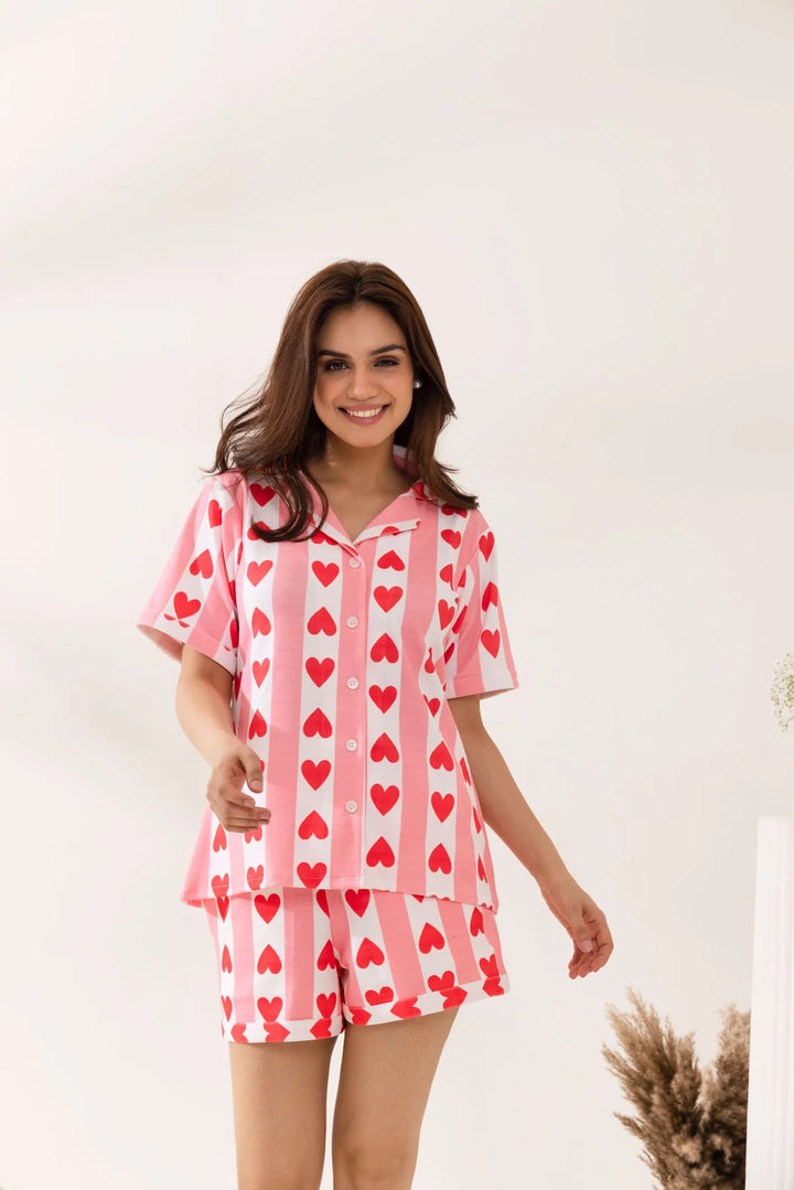 Damernas pyjamasset med hjärtmönster Eva Jonsson-Eva Jonsson
