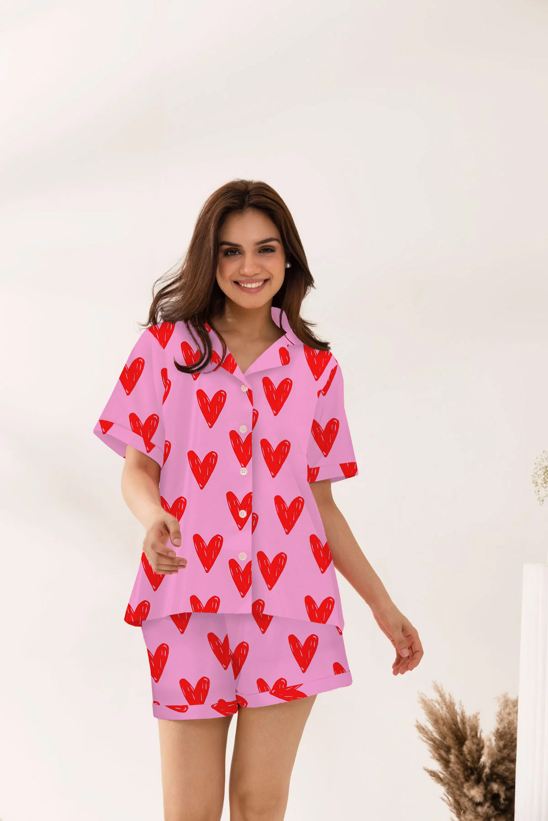 Damernas pyjamasset med hjärtmönster Eva Jonsson-Eva Jonsson
