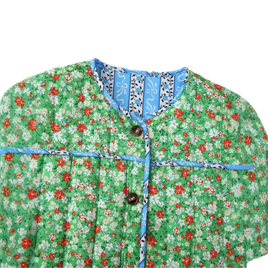Damernas quiltad blouson med florala mönster Mirla-Eva Jonsson