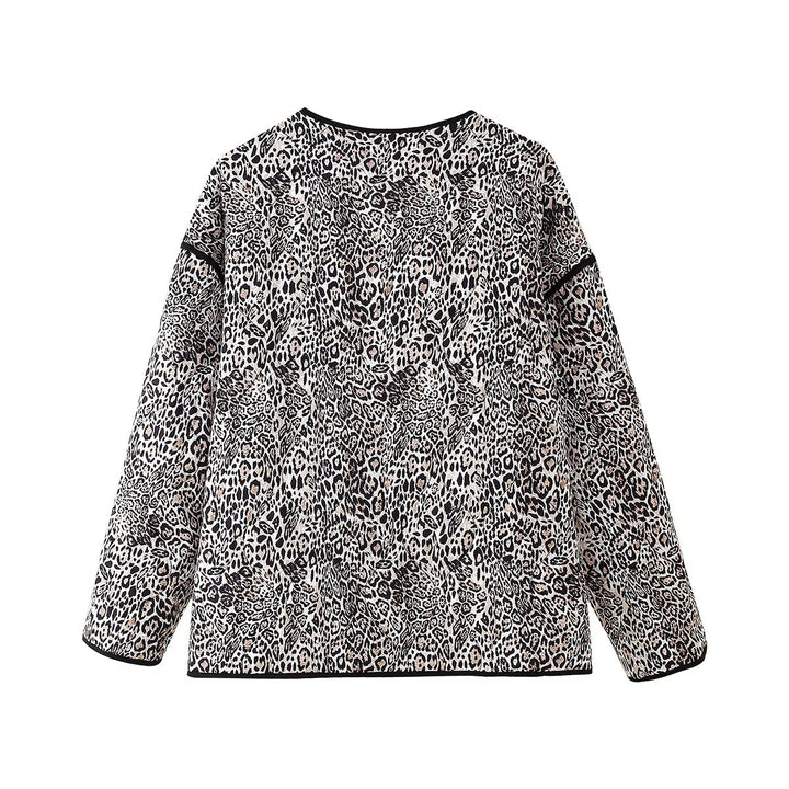 Damernas quiltad blousonjacka med konstfärdig leopardmönster Mirla-Eva Jonsson