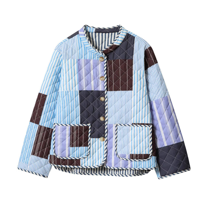 Damernas quiltad jacka med färgglad patchworkdesign Mirla-Eva Jonsson