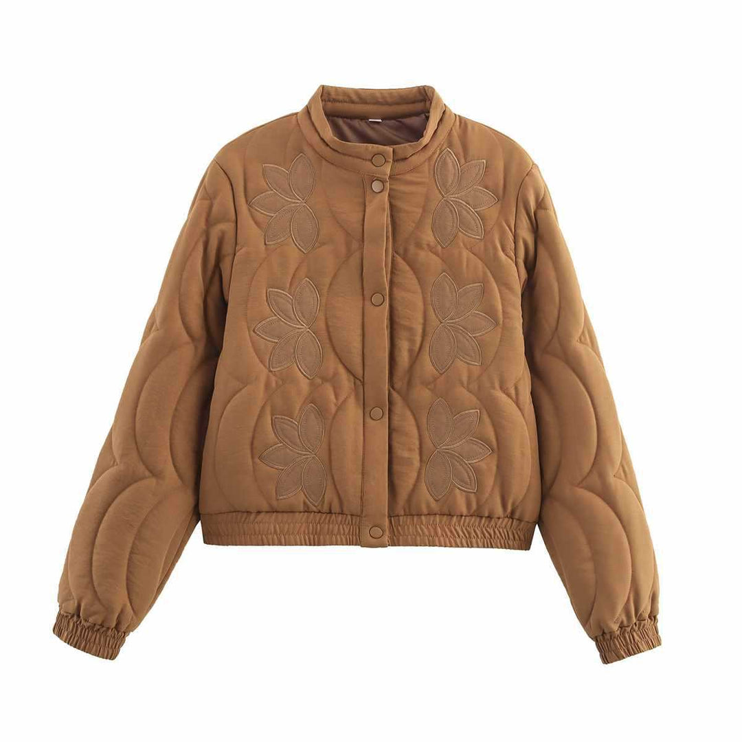 Damernas quiltade blousonjacka med blommönster Mirla-Eva Jonsson