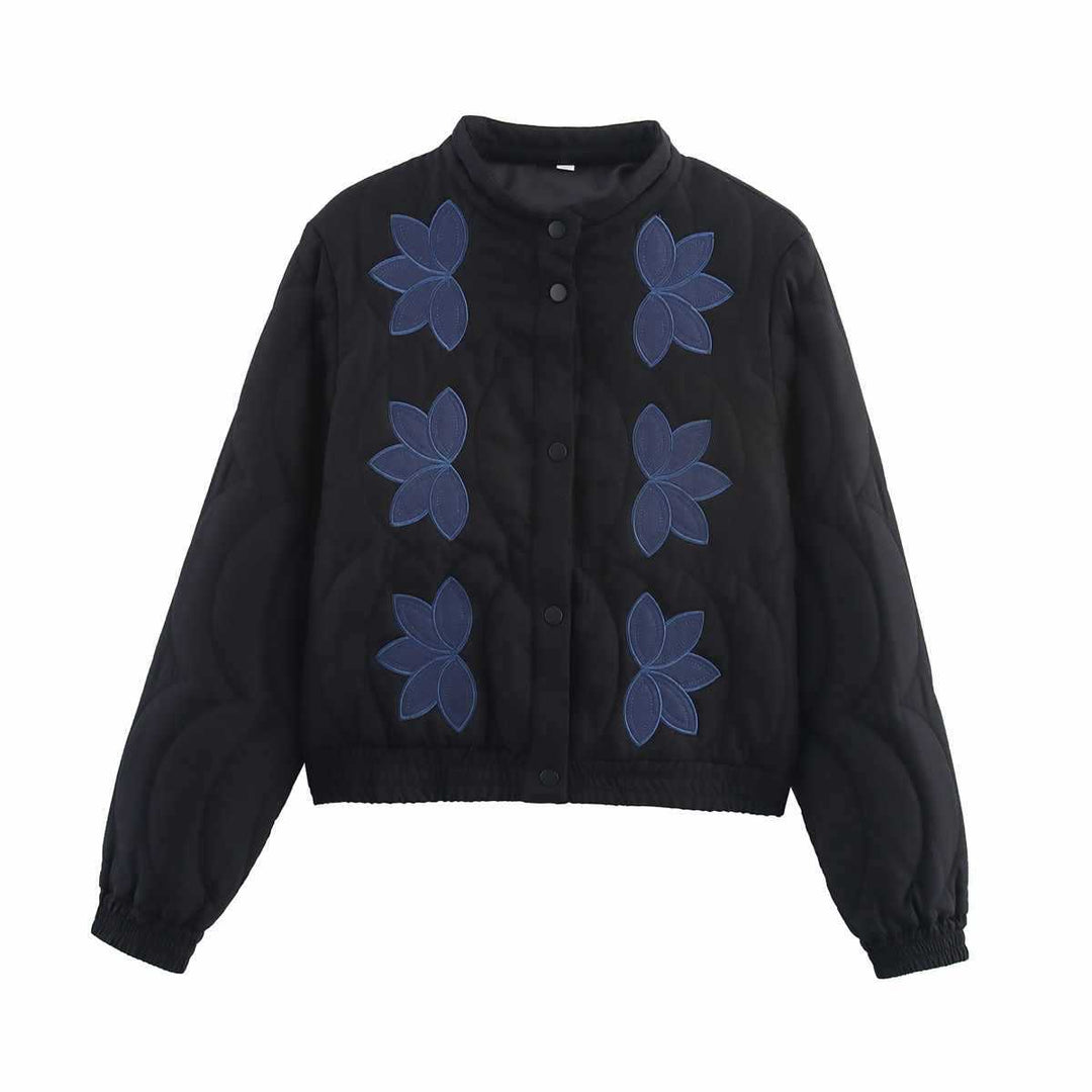 Damernas quiltade blousonjacka med blommönster Mirla-Eva Jonsson