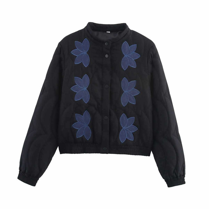 Damernas quiltade blousonjacka med blommönster Mirla-Eva Jonsson