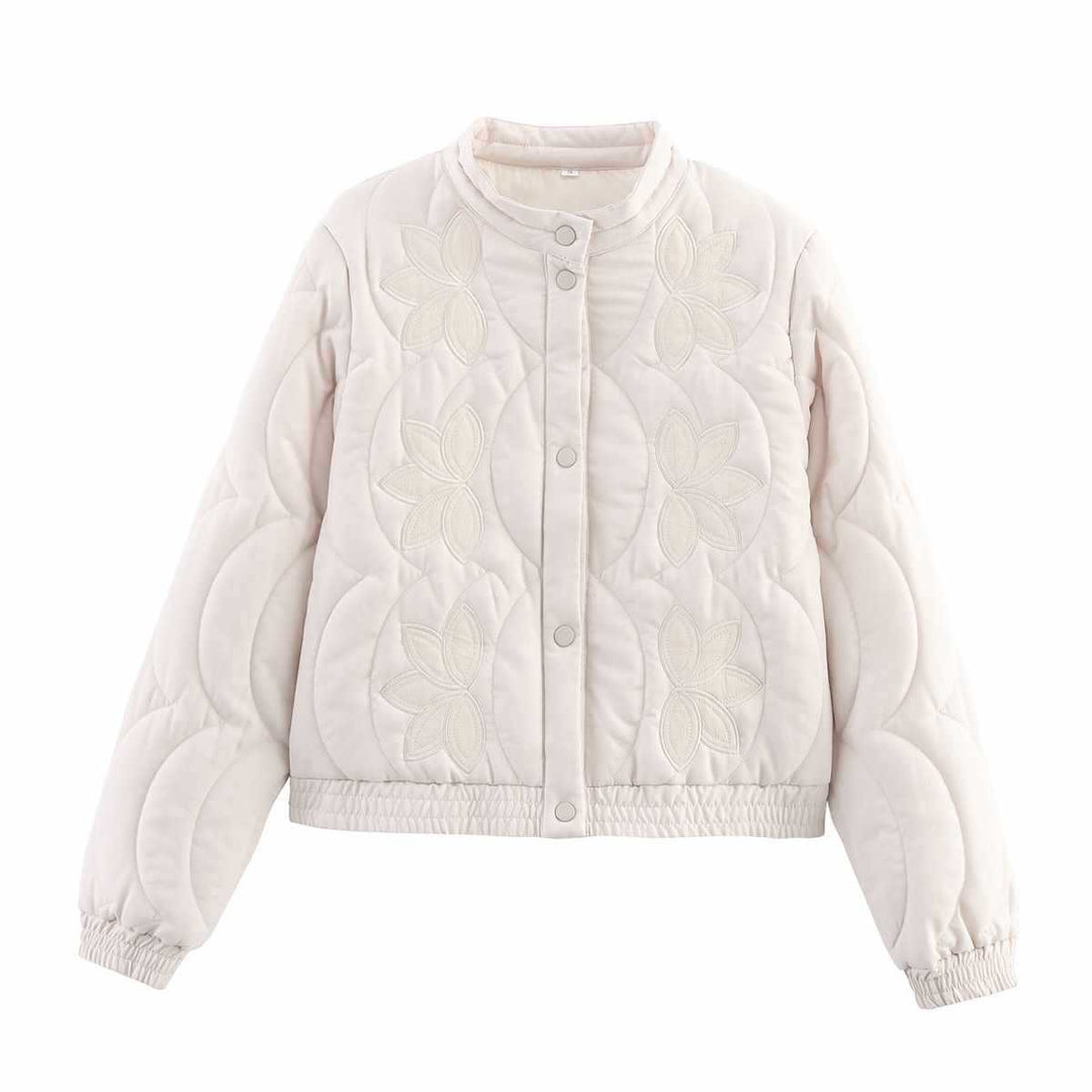 Damernas quiltade blousonjacka med blommönster Mirla-Eva Jonsson
